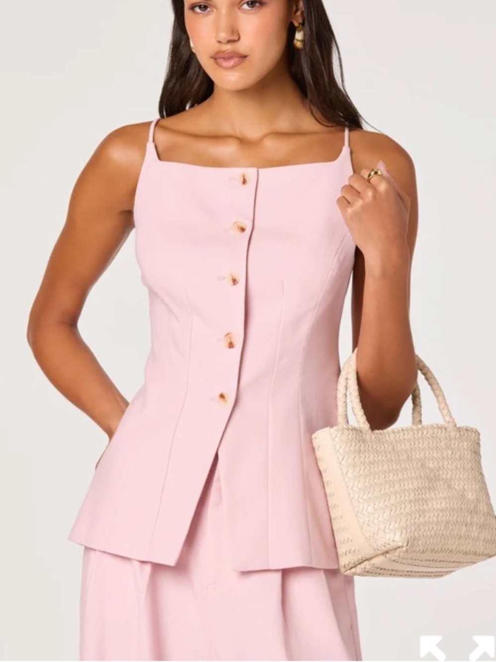 ASTR Blush Pink Button-Front Cami